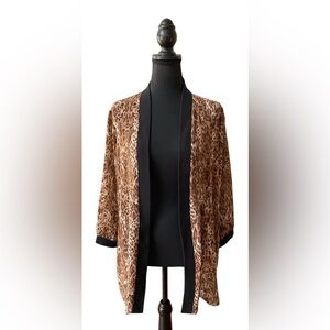 Signature Collection: Brown Animal Print Cardigan with Black Trim